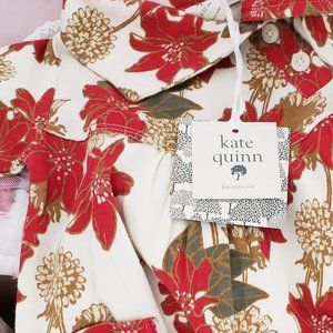 Kate Quinn Retro Red Floral Long Sleeve Dress